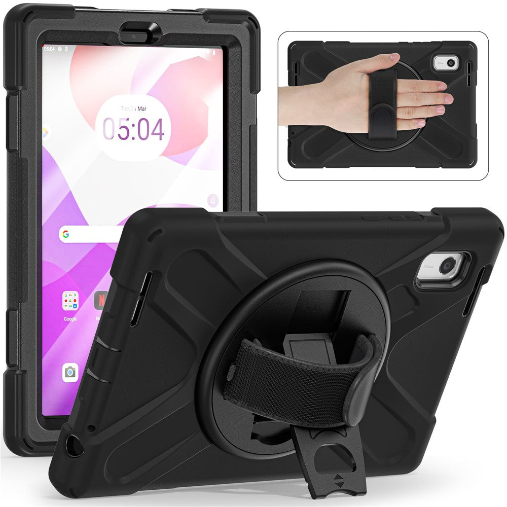 For Lenovo Tab M9 TB-310FU (2023) Tablet Case Kickstand PC+Silicone 360 Degree Rotation Tablet Cover with Hand Strap