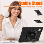 For Lenovo Tab M9 TB-310FU (2023) Tablet Case Kickstand PC+Silicone 360 Degree Rotation Tablet Cover with Hand Strap
