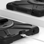 For Lenovo Tab M9 TB-310FU (2023) Tablet Case Kickstand PC+Silicone 360 Degree Rotation Tablet Cover with Hand Strap