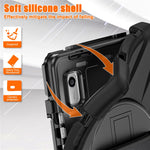 For Lenovo Tab M9 TB-310FU (2023) Tablet Case Kickstand PC+Silicone 360 Degree Rotation Tablet Cover with Hand Strap