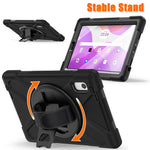 For Lenovo Tab M9 TB-310FU (2023) Tablet Case Kickstand PC+Silicone 360 Degree Rotation Tablet Cover with Hand Strap
