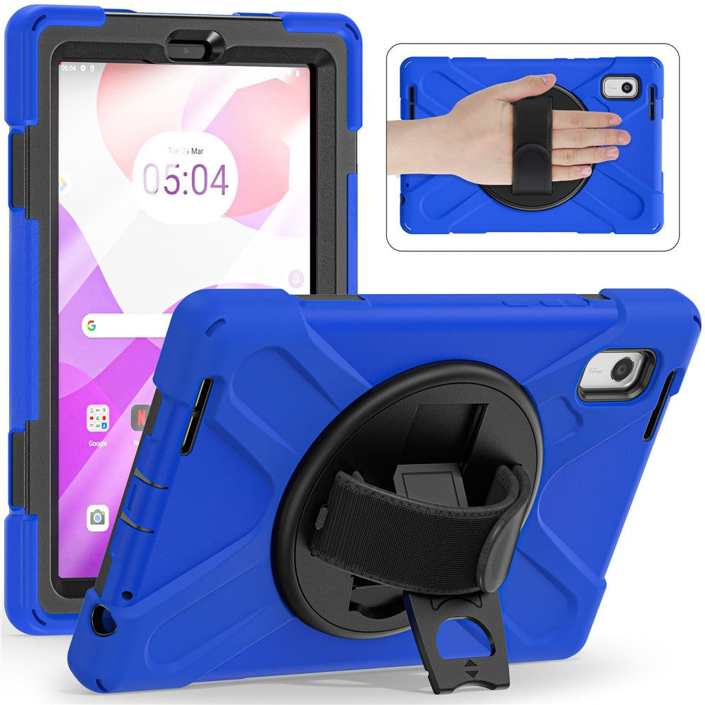 For Lenovo Tab M9 TB-310FU (2023) Tablet Case Kickstand PC+Silicone 360 Degree Rotation Tablet Cover with Hand Strap
