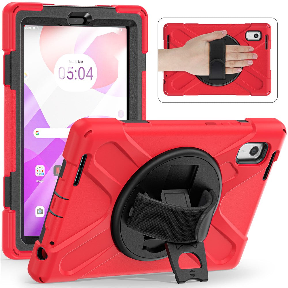 For Lenovo Tab M9 TB-310FU (2023) Tablet Case Kickstand PC+Silicone 360 Degree Rotation Tablet Cover with Hand Strap