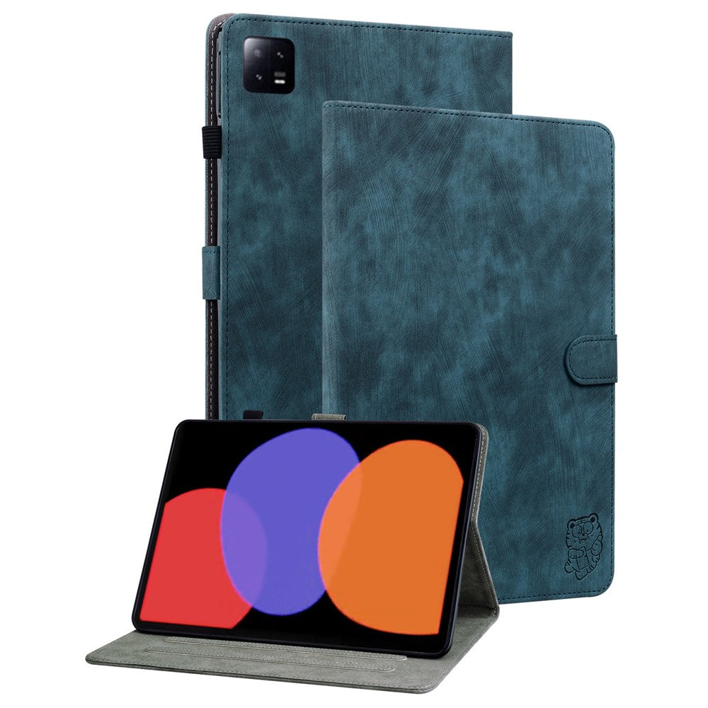 For Xiaomi Pad 6 Auto Wake and Sleep Cute Tiger Pattern PU Leather Tablet Case Card Holder Stand Cover