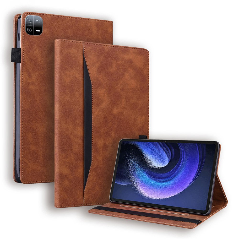 For Xiaomi Pad 6 Business Stand Wallet Case PU Leather Tablet Cover with Pencil Holder Loop
