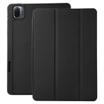 For Xiaomi Pad 5 / Pad 5 Pro Tri-Fold Stand Tablet Case Solid Color PU Leather Cover with Pencil Slot