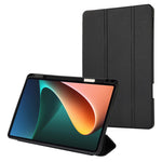 For Xiaomi Pad 5 / Pad 5 Pro Tri-Fold Stand Tablet Case Solid Color PU Leather Cover with Pencil Slot