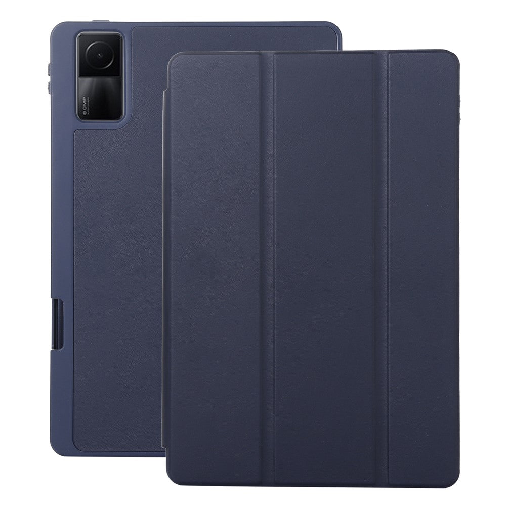 For Xiaomi Redmi Pad PU Leather Tri-Fold Stand Case Solid Color Protective Tablet Cover with Pen Holder