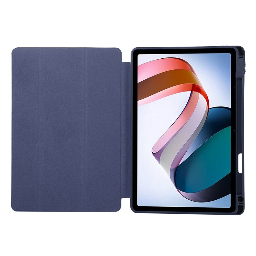 For Xiaomi Redmi Pad PU Leather Tri-Fold Stand Case Solid Color Protective Tablet Cover with Pen Holder