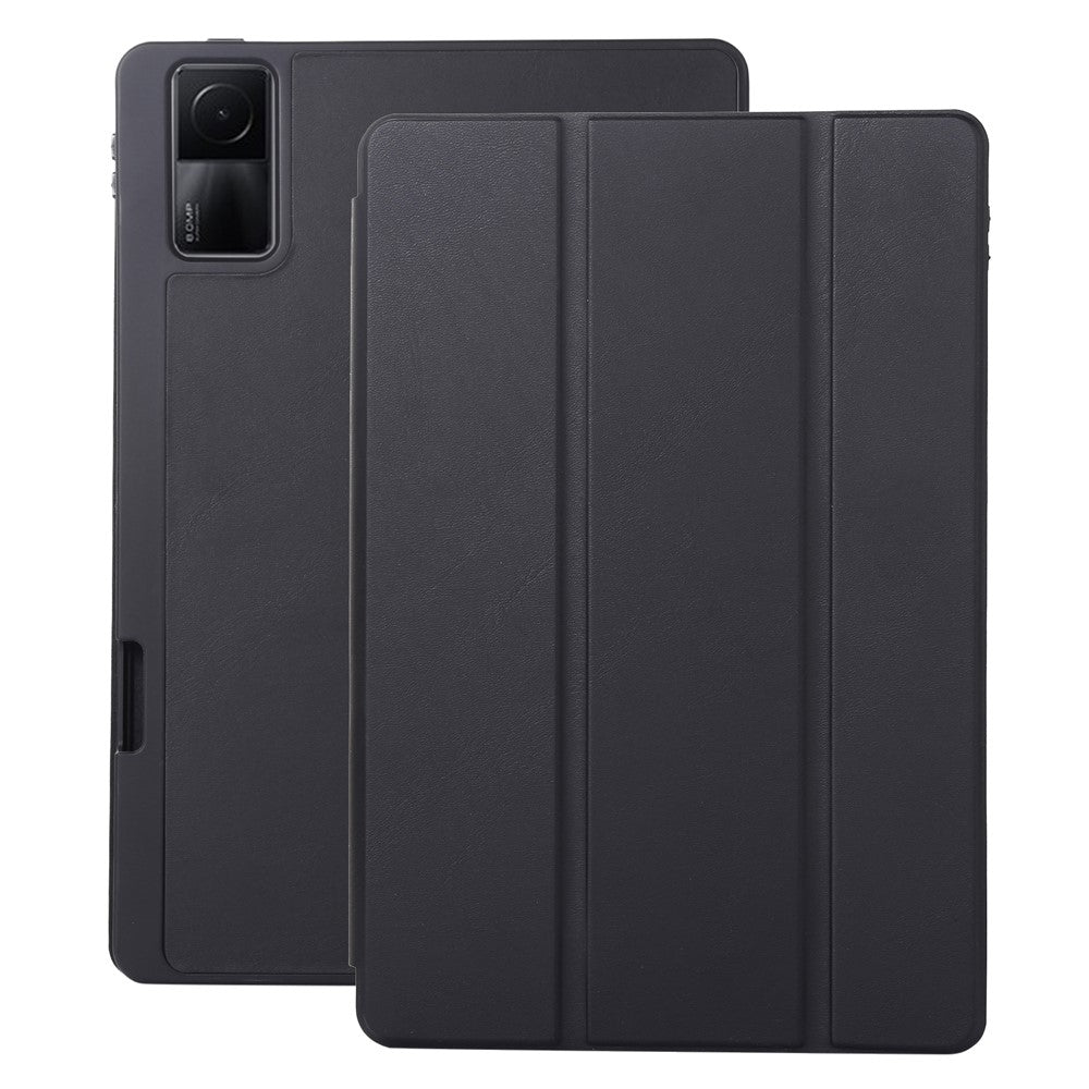 For Xiaomi Redmi Pad PU Leather Tri-Fold Stand Case Solid Color Protective Tablet Cover with Pen Holder