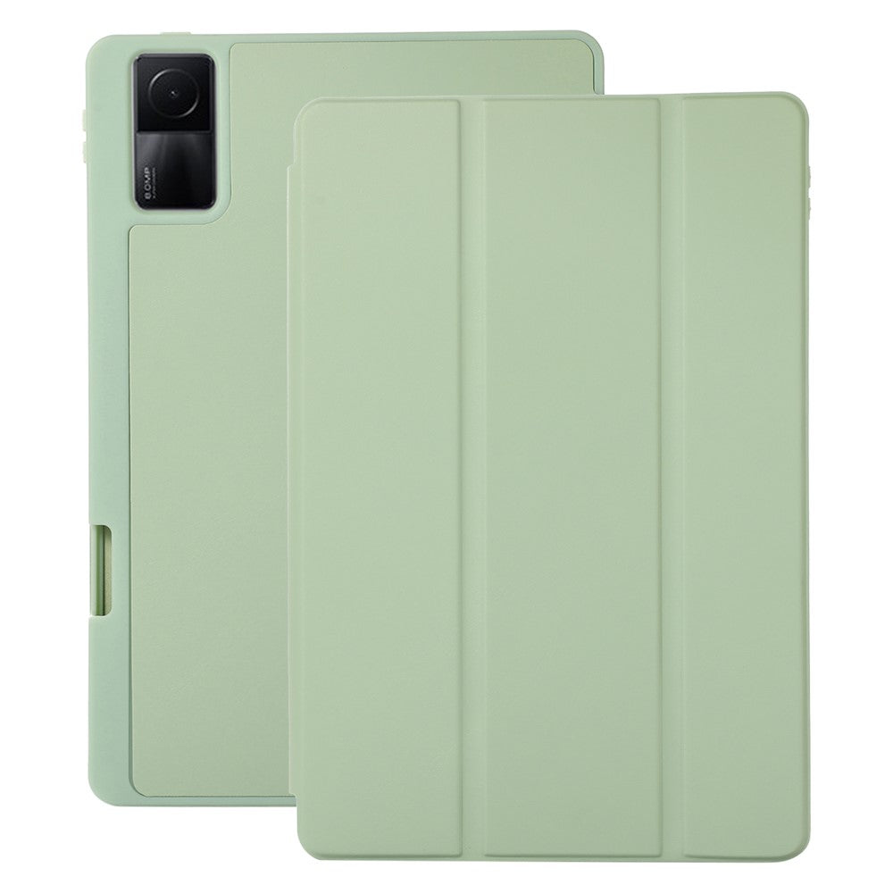 For Xiaomi Redmi Pad PU Leather Tri-Fold Stand Case Solid Color Protective Tablet Cover with Pen Holder