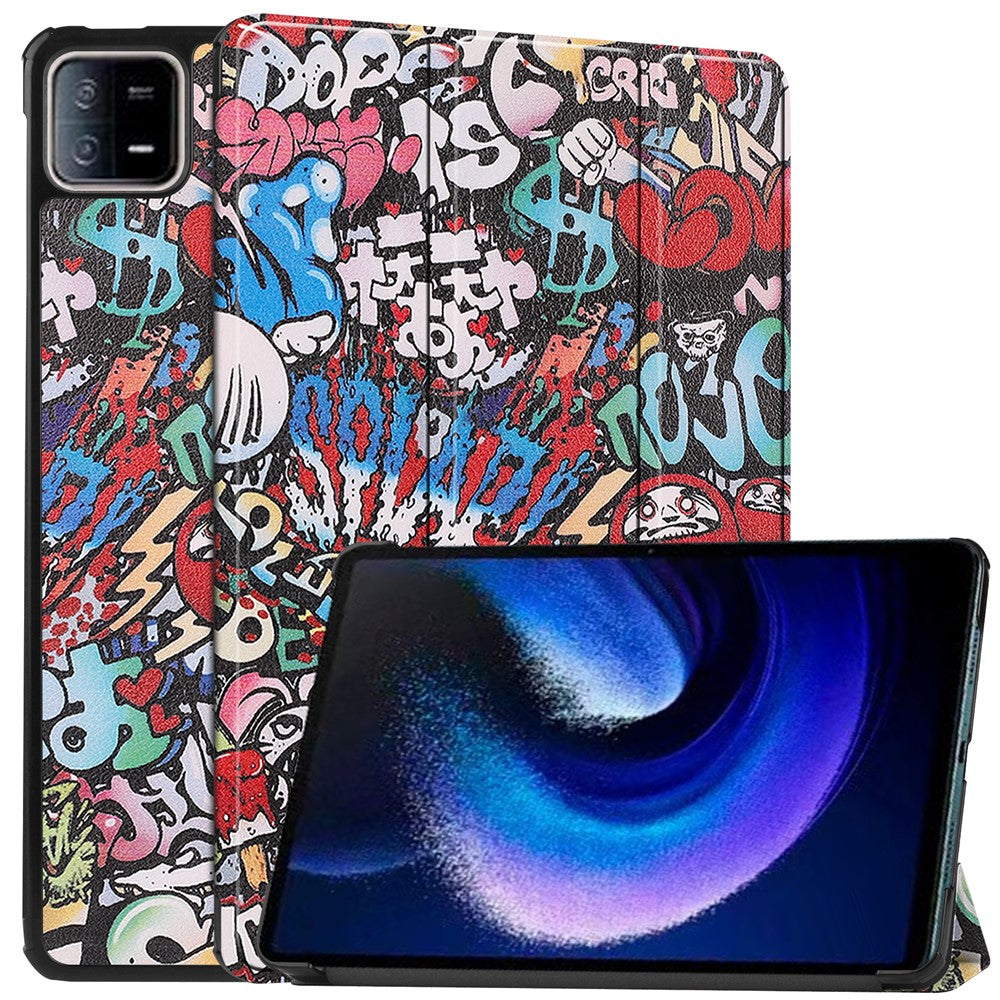 For Xiaomi Pad 6 / Pad 6 Pro PU Leather Trifold Stand Tablet Case Pattern Printing Auto Wake / Sleep Cover