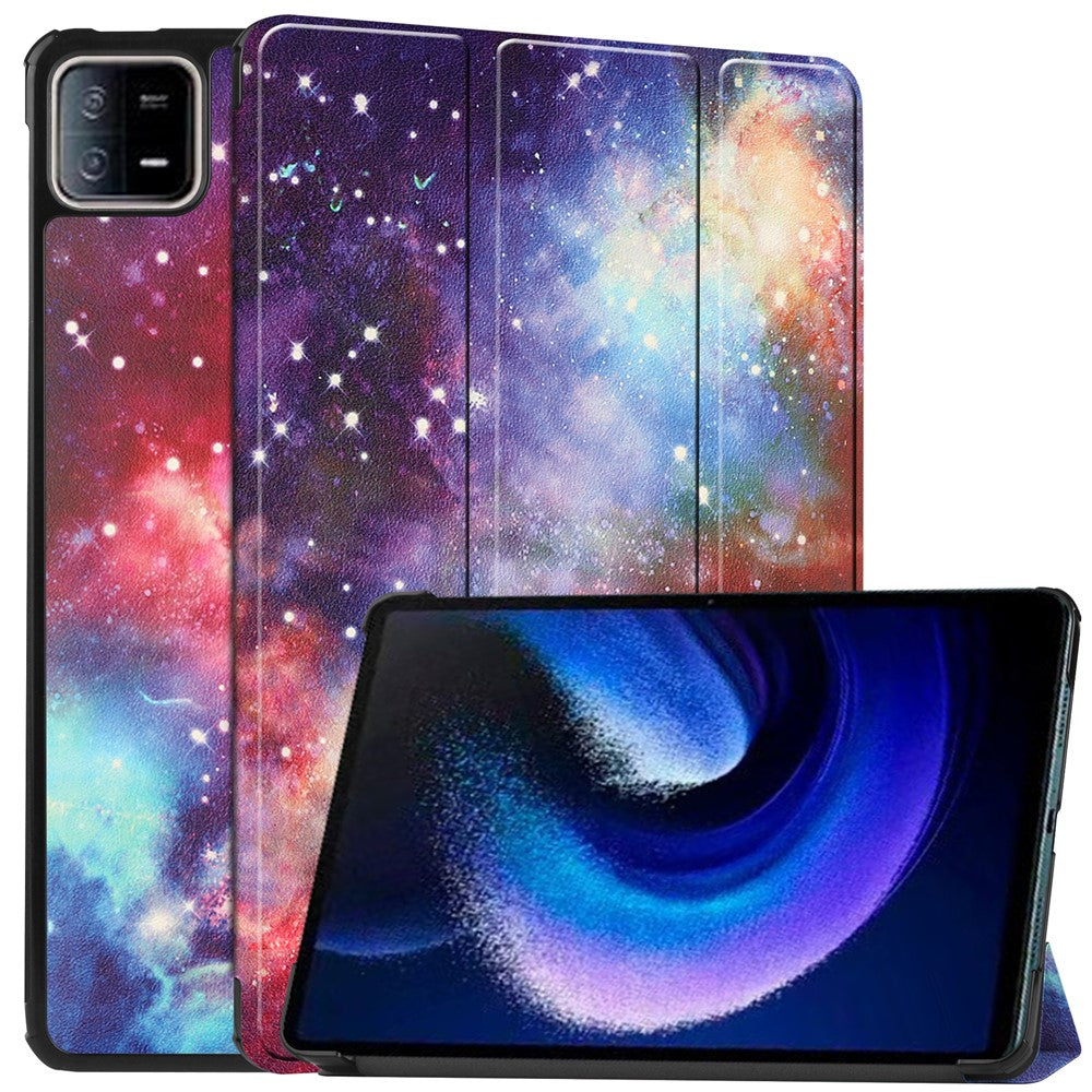 For Xiaomi Pad 6 / Pad 6 Pro PU Leather Trifold Stand Tablet Case Pattern Printing Auto Wake / Sleep Cover