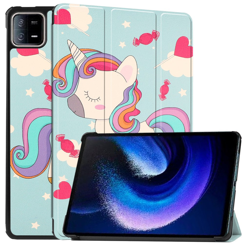 For Xiaomi Pad 6 / Pad 6 Pro PU Leather Trifold Stand Tablet Case Pattern Printing Auto Wake / Sleep Cover