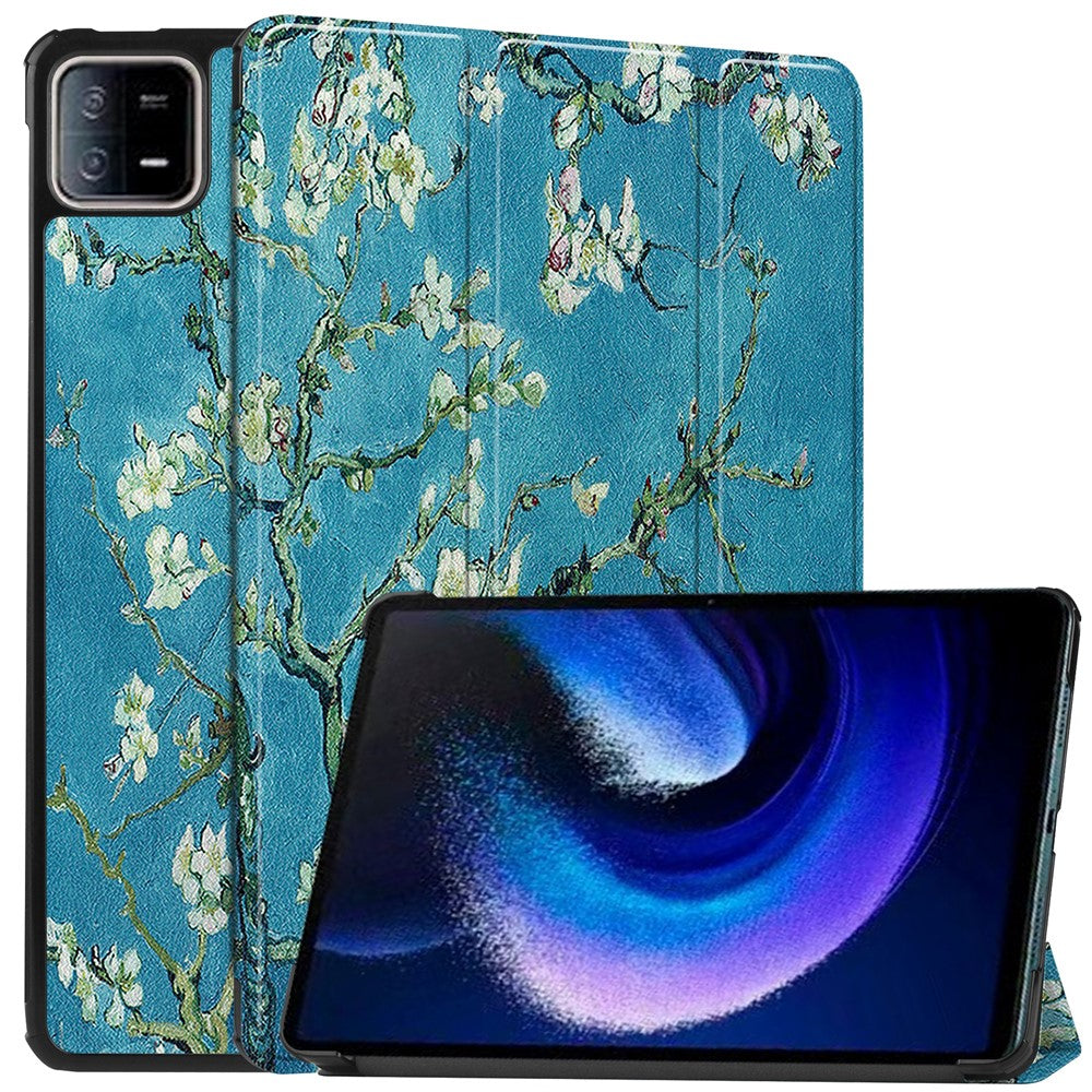 For Xiaomi Pad 6 / Pad 6 Pro PU Leather Trifold Stand Tablet Case Pattern Printing Auto Wake / Sleep Cover