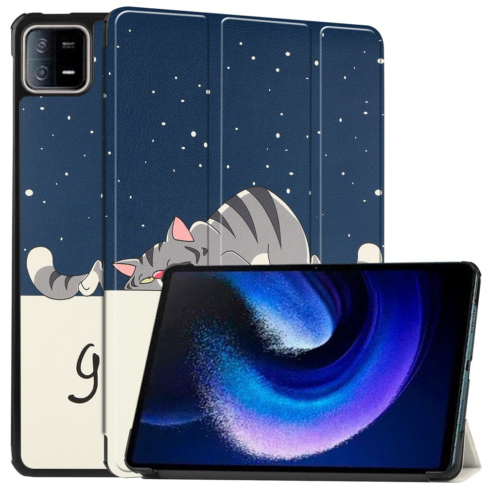 For Xiaomi Pad 6 / Pad 6 Pro PU Leather Trifold Stand Tablet Case Pattern Printing Auto Wake / Sleep Cover