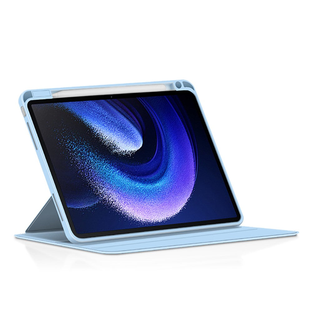 For Xiaomi Pad 6 PU Leather+Acrylic Tablet Case Rotary Kickstand Smart Protective Cover with Pen Holder