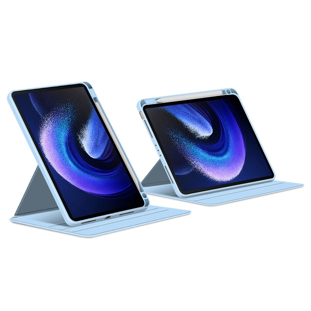 For Xiaomi Pad 6 PU Leather+Acrylic Tablet Case Rotary Kickstand Smart Protective Cover with Pen Holder