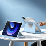 For Xiaomi Pad 6 PU Leather+Acrylic Tablet Case Rotary Kickstand Smart Protective Cover with Pen Holder