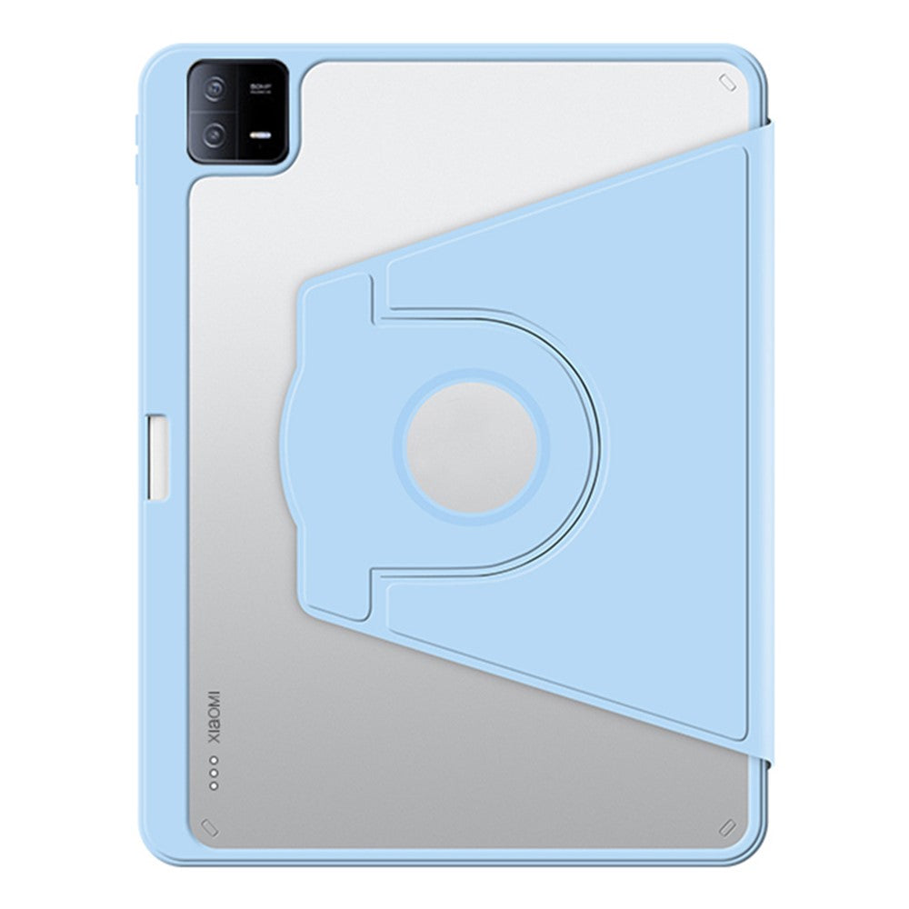 For Xiaomi Pad 6 PU Leather+Acrylic Tablet Case Rotary Kickstand Smart Protective Cover with Pen Holder