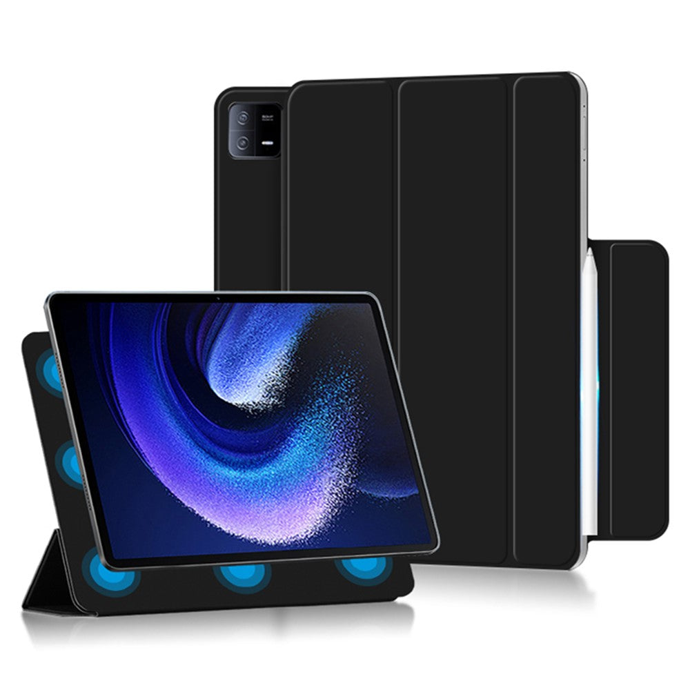 Xiaomi Pad 6 Magnetiskt PU-läder Surfplatta Trippelvikbart Skyddande Stativfodral