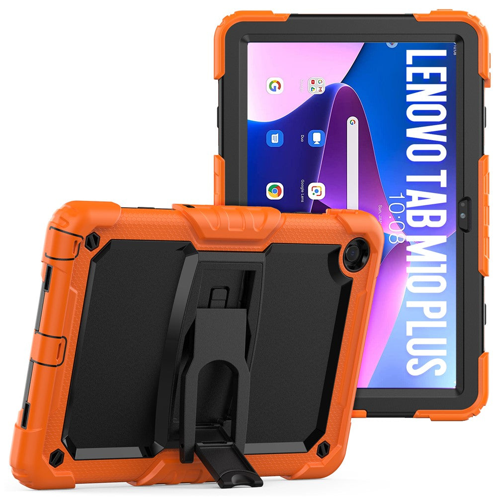 For Lenovo Tab M10 Plus (3rd Gen) 125FU / 128FU / Xiaoxin Pad 2022 10.6 inch Silicone+PC Tablet Cover Kickstand Case with Strap