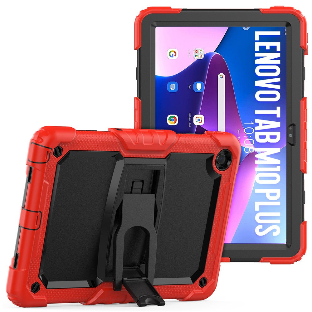 For Lenovo Tab M10 Plus (3rd Gen) 125FU / 128FU / Xiaoxin Pad 2022 10.6 inch Silicone+PC Tablet Cover Kickstand Case with Strap