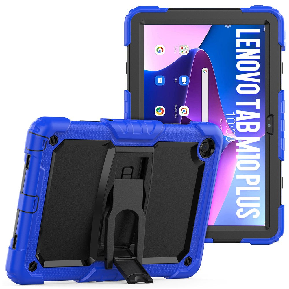 For Lenovo Tab M10 Plus (3rd Gen) 125FU / 128FU / Xiaoxin Pad 2022 10.6 inch Silicone+PC Tablet Cover Kickstand Case with Strap