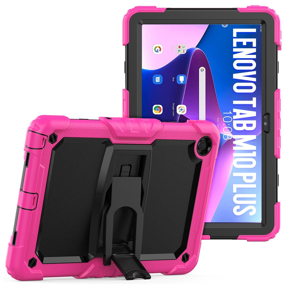 For Lenovo Tab M10 Plus (3rd Gen) 125FU / 128FU / Xiaoxin Pad 2022 10.6 inch Silicone+PC Tablet Cover Kickstand Case with Strap