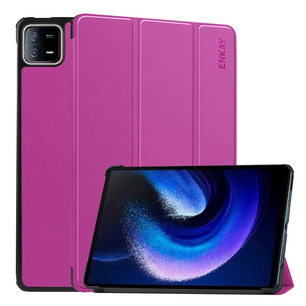 ENKAY HAT PRINCE For Xiaomi Pad 6 / Pad 6 Pro Leather+PC Tablet Case Trifold Stand Cover with Auto Wake / Sleep