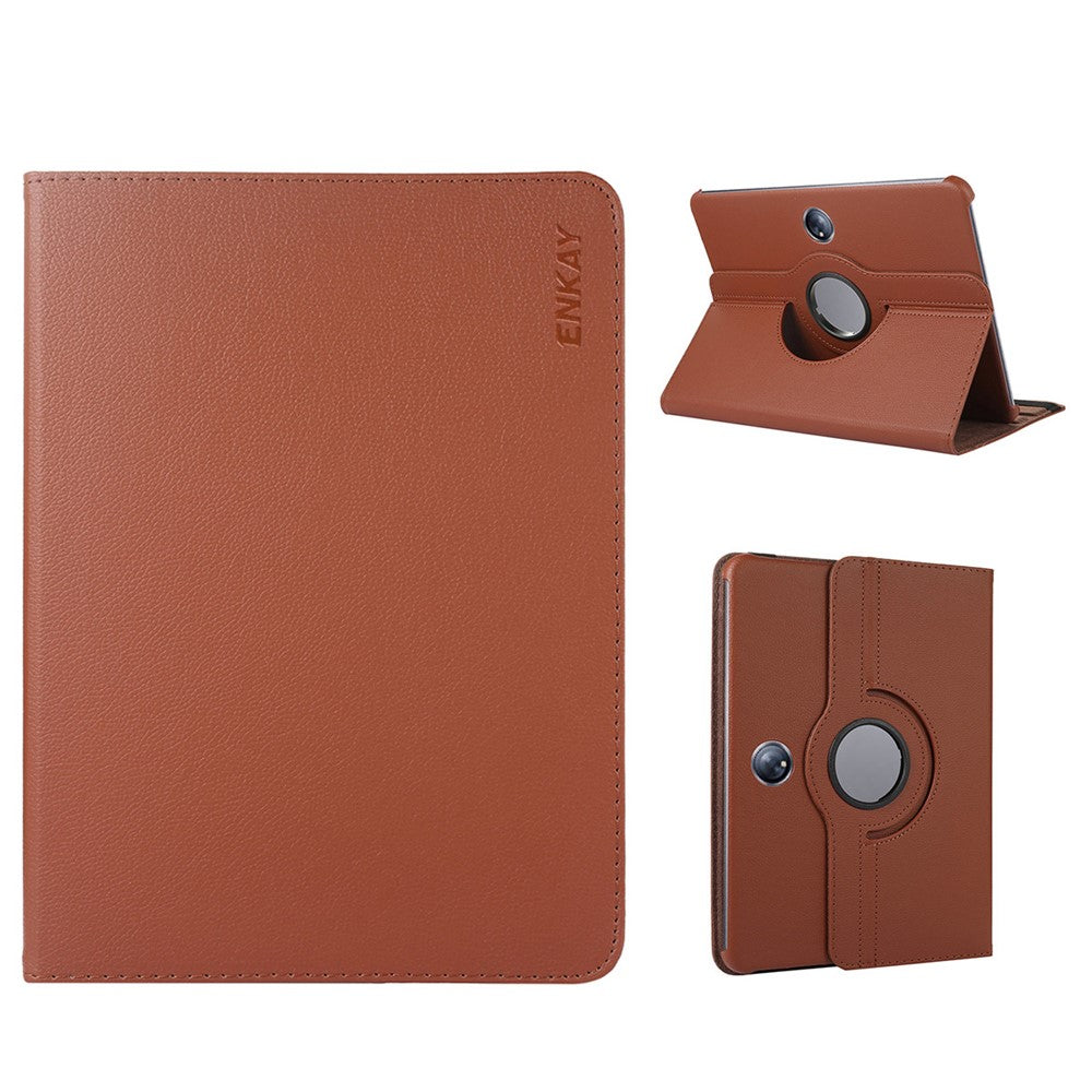 ENKAY HAT PRINCE För Oppo Pad 2 / OnePlus Pad Läder+PC Surfplatta Skal 360 Grader Roterande Stativskydd med Automatisk Viloläge/Väckning