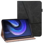 For Xiaomi Pad 6 PU Leather Tablet Case Line Imprinted Card Slots Stand Folio Cover