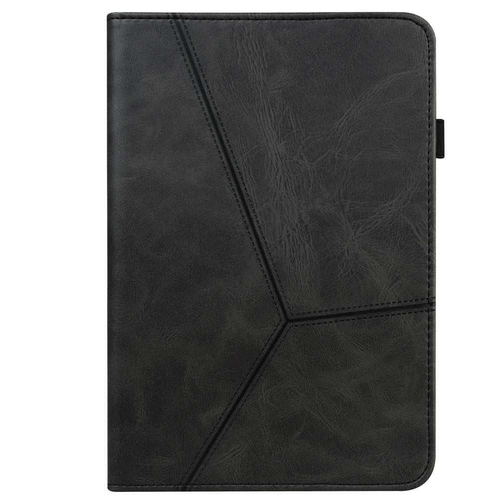 For Xiaomi Pad 6 PU Leather Tablet Case Line Imprinted Card Slots Stand Folio Cover