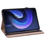 For Xiaomi Pad 6 PU Leather Tablet Case Line Imprinted Card Slots Stand Folio Cover