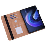 For Xiaomi Pad 6 PU Leather Tablet Case Line Imprinted Card Slots Stand Folio Cover