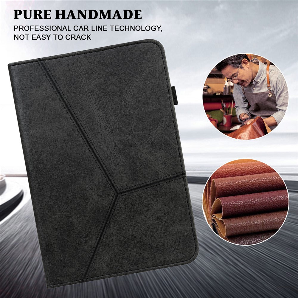 For Xiaomi Pad 6 PU Leather Tablet Case Line Imprinted Card Slots Stand Folio Cover