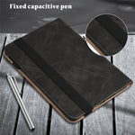 For Xiaomi Pad 6 PU Leather Tablet Case Line Imprinted Card Slots Stand Folio Cover