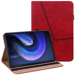 For Xiaomi Pad 6 PU Leather Tablet Case Line Imprinted Card Slots Stand Folio Cover