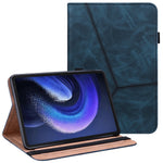 For Xiaomi Pad 6 PU Leather Tablet Case Line Imprinted Card Slots Stand Folio Cover