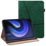 For Xiaomi Pad 6 PU Leather Tablet Case Line Imprinted Card Slots Stand Folio Cover