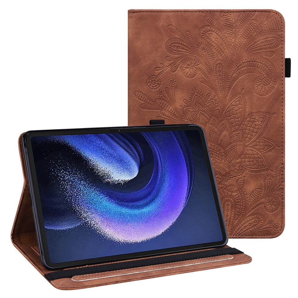 For Xiaomi Pad 6 Anti-Scratch PU Leather Tablet Stand Case Flower Imprinting Wallet Tablet Cover