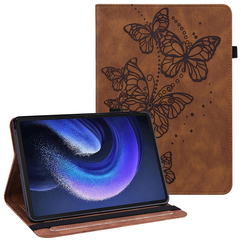 For Xiaomi Pad 6 PU Leather Case Imprinted Butterfly Wallet Function Stand Tablet Cover