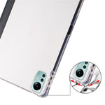 For Xiaomi Pad 5 Pro 12.4 (2022) Stand Case Tri-Fold PU Leather Transparent Back Tablet Cover with Pencil Slot