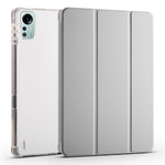 For Xiaomi Pad 5 Pro 12.4 (2022) Stand Case Tri-Fold PU Leather Transparent Back Tablet Cover with Pencil Slot