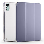 For Xiaomi Pad 5 Pro 12.4 (2022) Stand Case Tri-Fold PU Leather Transparent Back Tablet Cover with Pencil Slot