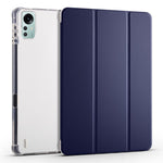 For Xiaomi Pad 5 Pro 12.4 (2022) Stand Case Tri-Fold PU Leather Transparent Back Tablet Cover with Pencil Slot