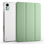 For Xiaomi Pad 5 Pro 12.4 (2022) Stand Case Tri-Fold PU Leather Transparent Back Tablet Cover with Pencil Slot