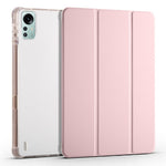 For Xiaomi Pad 5 Pro 12.4 (2022) Stand Case Tri-Fold PU Leather Transparent Back Tablet Cover with Pencil Slot