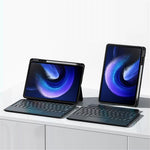 Läderfodral för Xiaomi Pad 6 + Bluetooth-kompatibelt tangentbord med bakgrundsbelyst styrplatta