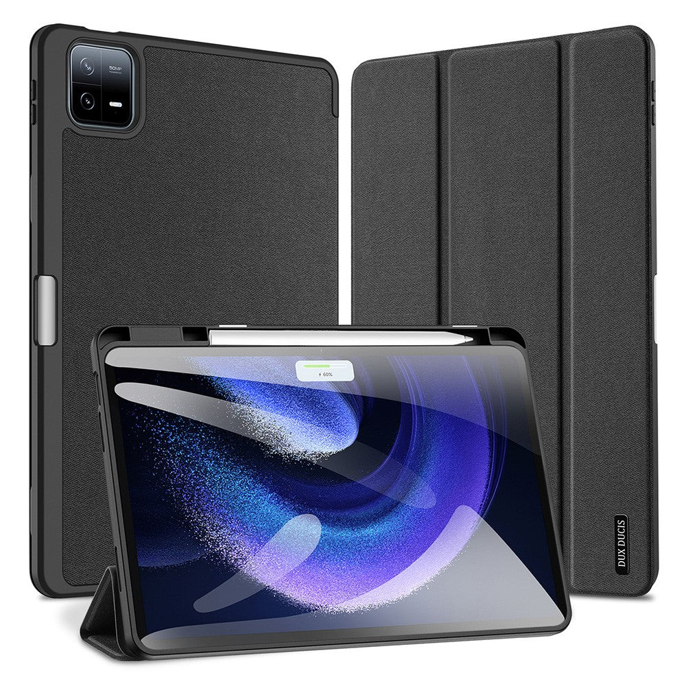 DUX DUCIS Domo Series for Xiaomi Pad 6 / Pad 6 Pro Tablet Case PU Leather Full-Body Tri-Fold Stand Folio Smart Cover
